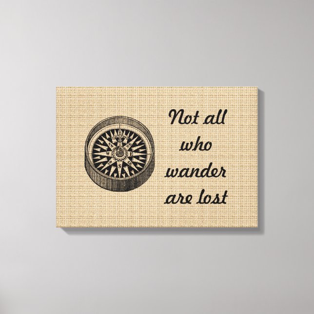 Vintage Compass på arbetsyta Canvastryck (Framsida)