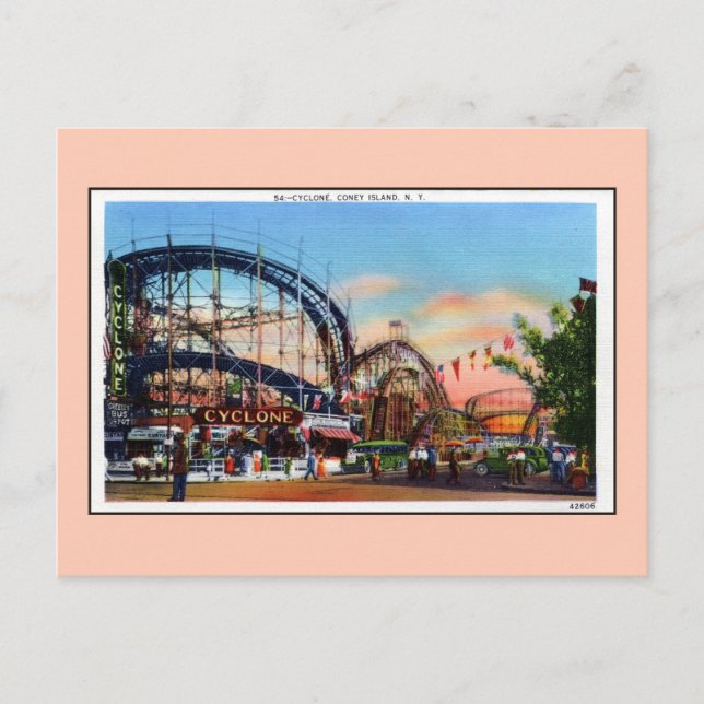 Vintage Coney Island-cyklon Vykort (Framsida)