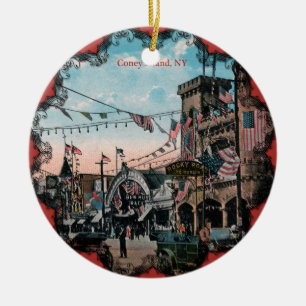Vintage Coney Island Julgransprydnad Keramik