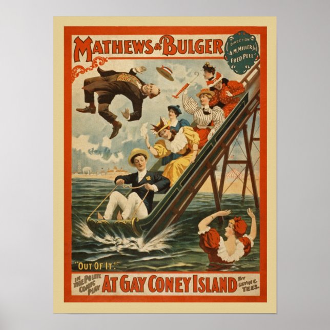Vintage Coney Island Roligt Time Poster (Framsidan)