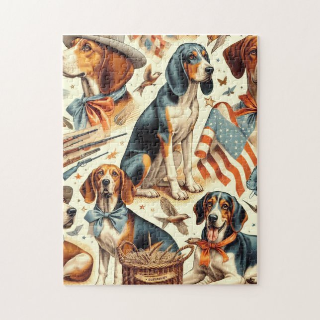 Vintage Conhound-Hund, sömlös Pussel (Vertikal)