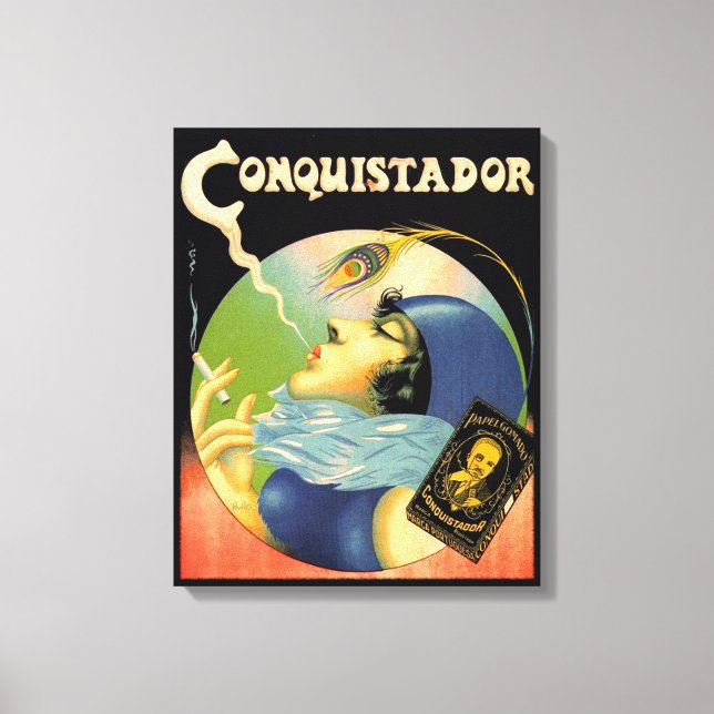 Vintage Conquistador Cigarettes Tobacco 1930s Canvastryck (Framsida)
