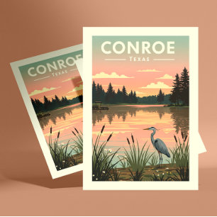 Vintage Conroe Texas Vykort