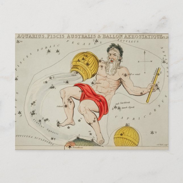 Vintage Constellation Illustration Vykort (Framsida)