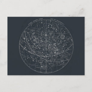 Vintage Constellation Karta Vykort