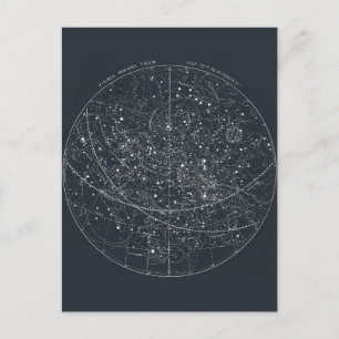 Vintage Constellation Karta Vykort