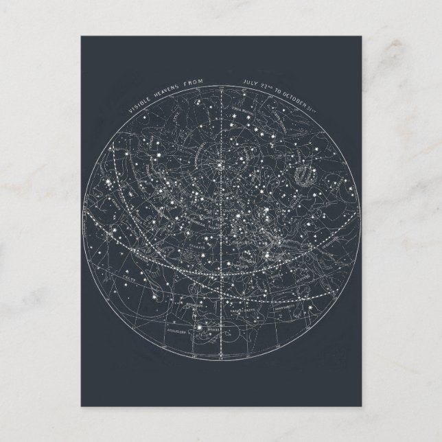 Vintage Constellation Karta Vykort (Framsida)