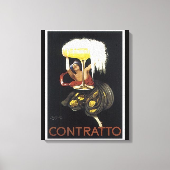VINTAGE CONTRATTO CHAMPAGNE-SKRIVNING CANVASTRYCK (Framsida)