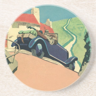 Vintage Conversible Car Road Resa i Land Underlägg