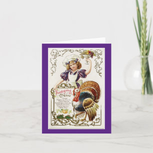 Vintage Cook with Turkey Card Helgkort