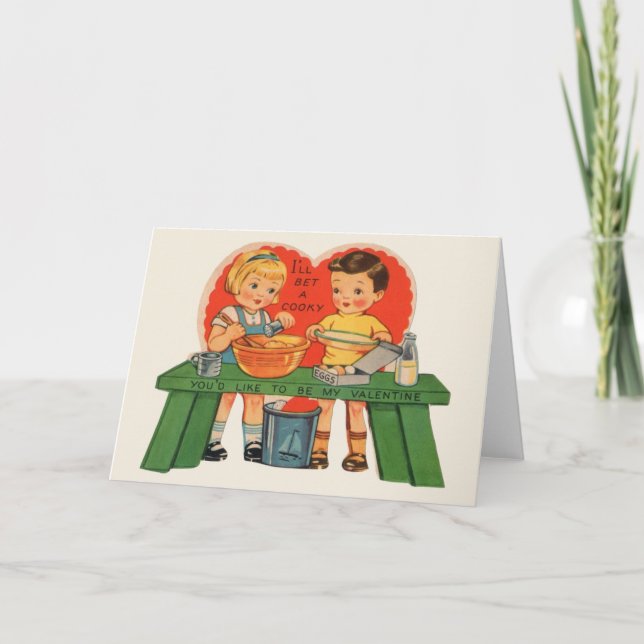 Vintage Cookie Baking Valentine Day Card Helgkort (Framsida)