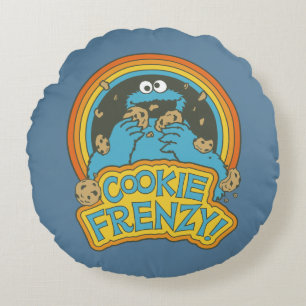 Vintage Cookie Monster   Cookie Frenzy Rund Kudde
