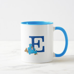 Vintage Cookie Monster Eating Cookies Monogram E Mugg