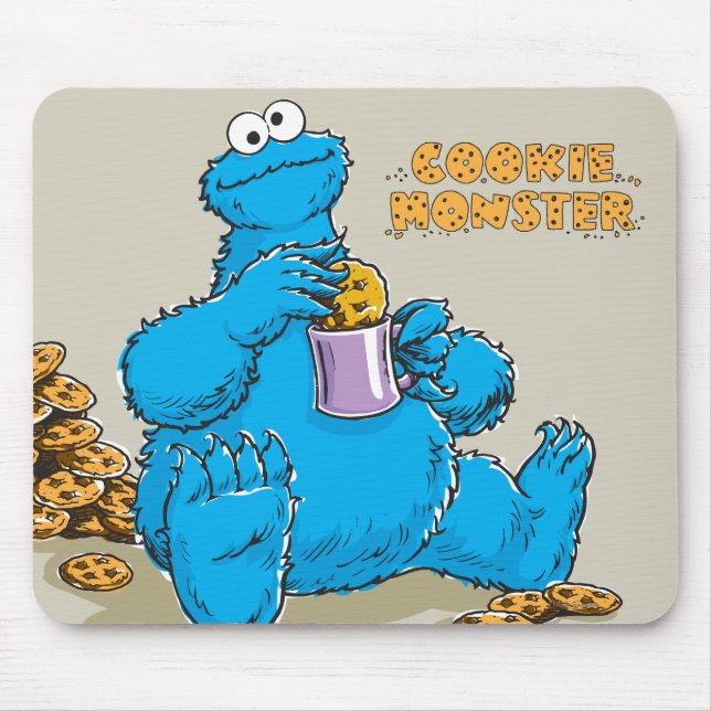Vintage Cookie Monster Eating Cookies Musmatta (Framsidan)