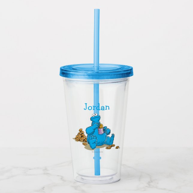 Vintage Cookie Monster Eating Cookies Take Away Mugg (Framsida)