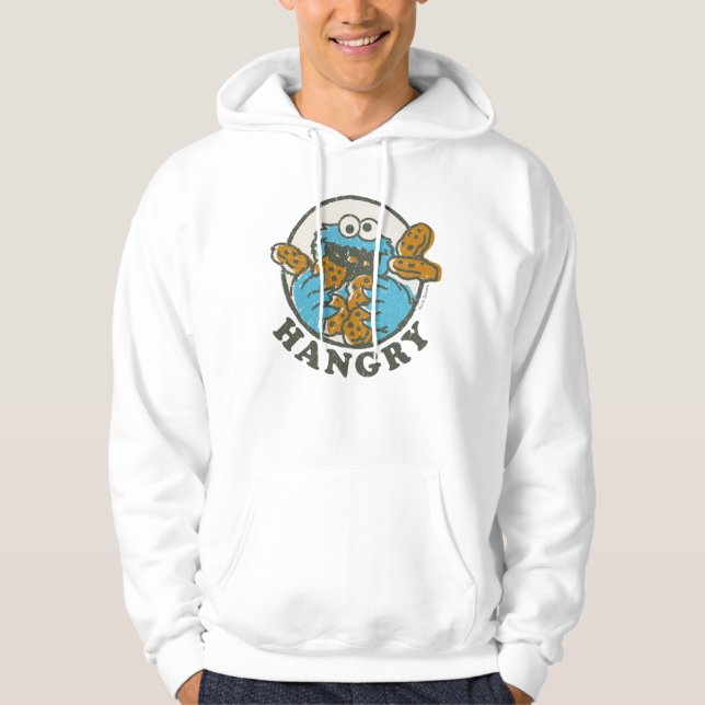 Vintage Cookie Monster | Hungrig Hoodie (Framsida)