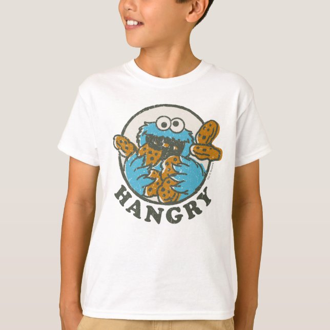 Vintage Cookie Monster | Hungrig T Shirt (Framsida)