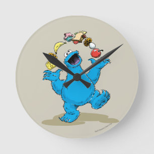 Vintage Cookie Monster Juggling Rund Klocka