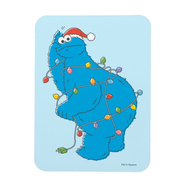Vintage Cookie Monster jul Ljus Magnet (Vertikal)