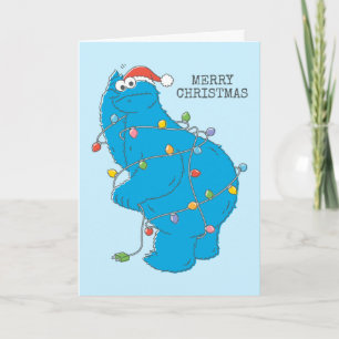 Vintage Cookie Monster julbelysning Kort