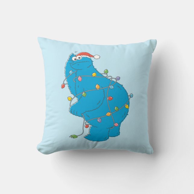 Vintage Cookie Monster Julbelysning Kudde (Framsida)