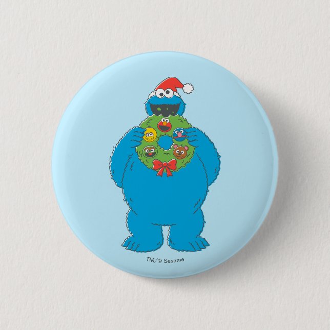 Vintage Cookie Monster-julfransen Knapp (Framsida)