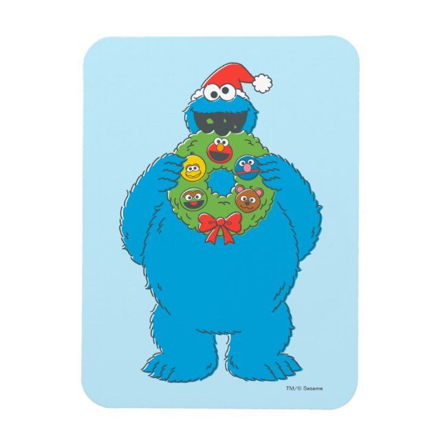 Vintage Cookie Monster-julfransen Magnet (Vertikal)