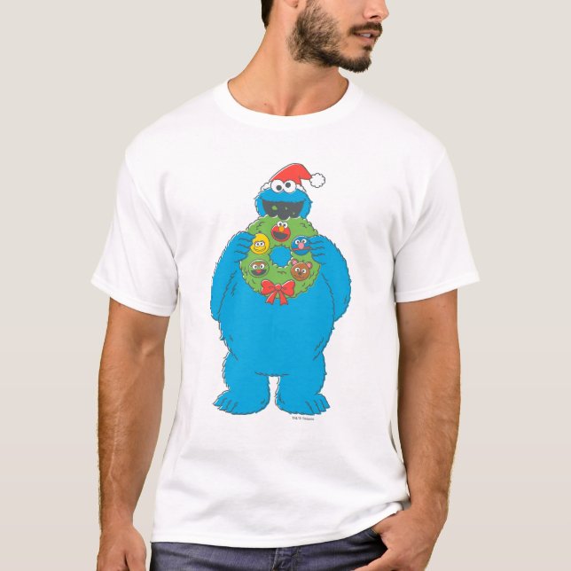 Vintage Cookie Monster-julfransen T Shirt (Framsida)
