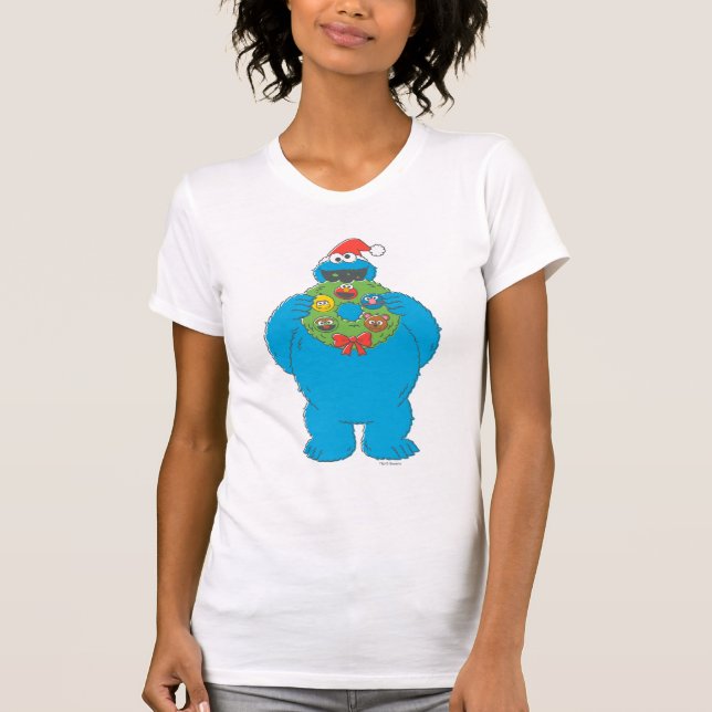 Vintage Cookie Monster-julfransen T Shirt (Framsida)