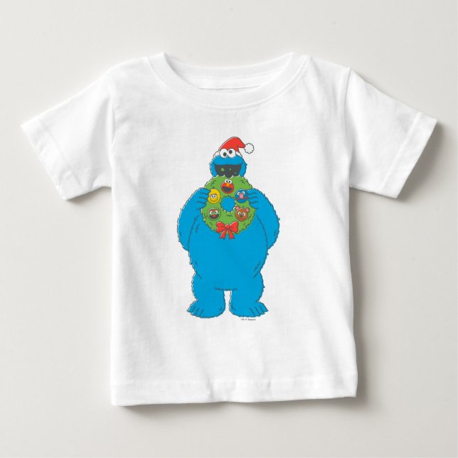 Vintage Cookie Monster-julfransen T Shirt (Framsida)