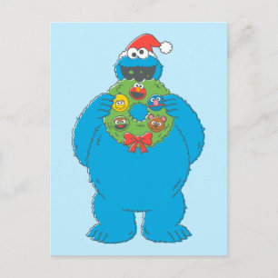 Vintage Cookie Monster-julfransen Vykort