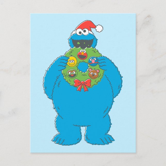Vintage Cookie Monster-julfransen Vykort (Framsida)