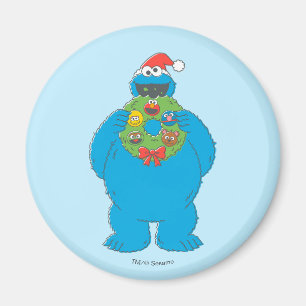 Vintage Cookie Monster julkrans Magnet