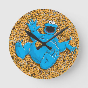 Vintage Cookie Monster och Cookies Rund Klocka