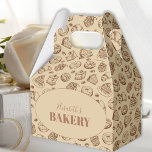 Vintage cookies mönster namn personlig presentaskar<br><div class="desc">Elegant vintage-bageriet i stil är ett tack för att du föredrar lådan i beigefärg och brun choklad med kakor,  donuts och kakor som illustration av mönster.          Enkel att anpassa med namn och text (företag)!</div>