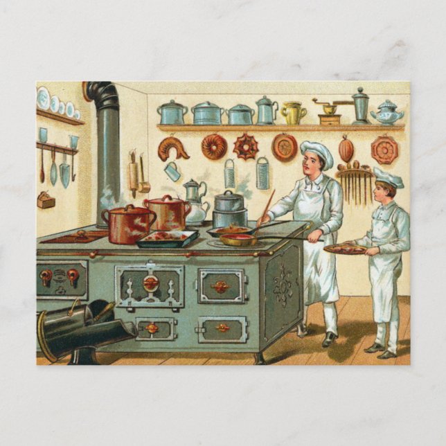 Vintage Cooks in Kitchen Vykort (Framsida)