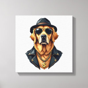 Vintage Cool Golden Retriever Hund i solglasögon e Canvastryck