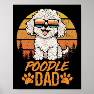 Vintage Coola Vita Leksak Pudel Pappa Fars dag för Poster