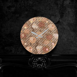 Vintage Copper Spice Ro  Persikor och bränd Orange Rund Klocka