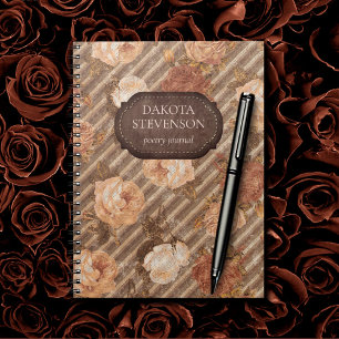 Vintage Copper Spice Ro Rustik läderpoetri Anteckningsbok