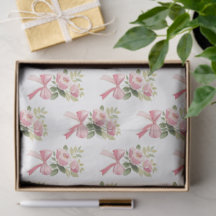 Vintage Coquette Akvarell Rosa Ros & Bowler Mönste