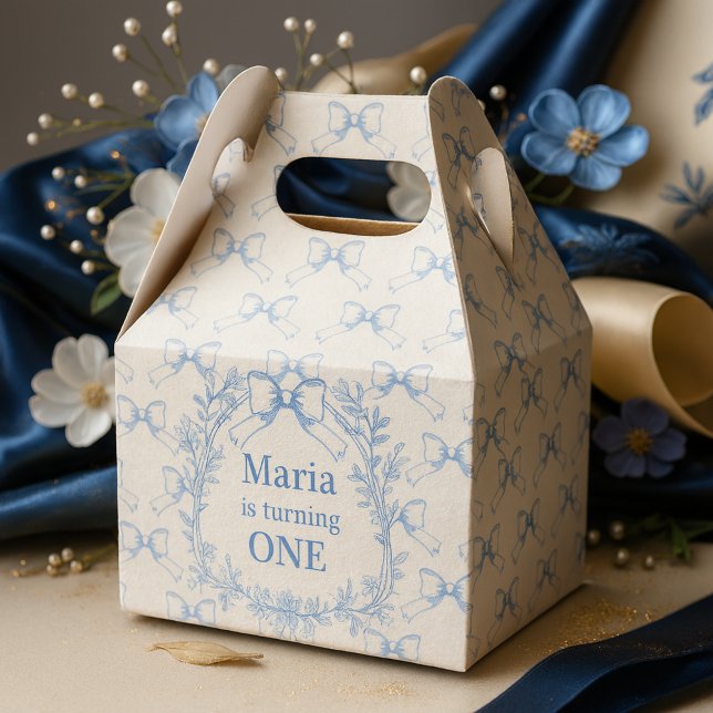 Vintage Coquette Blue Bow Birthday Presentaskar (Skapare uppladdad)