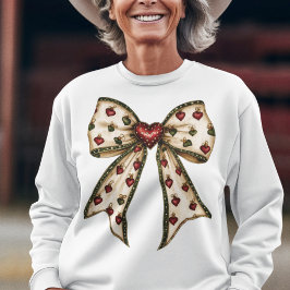 Vintage Coquette Bow med Cute Helgdag Ornaments T Shirt