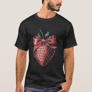 Vintage Coquette Bow Strawberry Coola Strawbär T Shirt