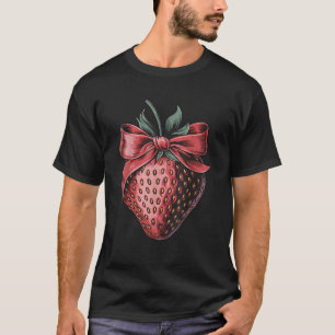Vintage Coquette Bow Strawberry Coola Strawbär T Shirt