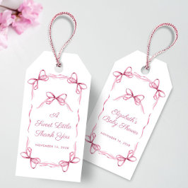 Vintage Coquette Bows Rosa Flicka Shower Presentetikett