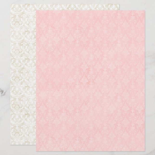Vintage Coquette Damask Scrapbokspapper (Fram/baksida)