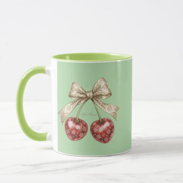 Vintage Coquette Körsbärsbåge Mjuk Mamashirt Mugg (Vänster)