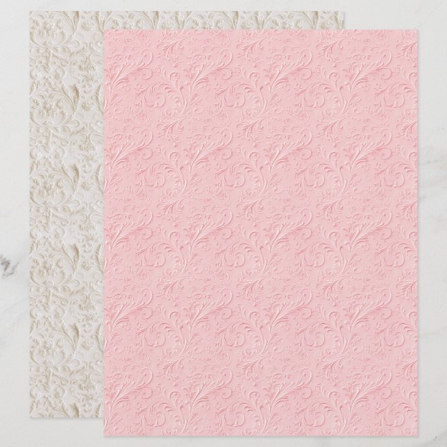 Vintage Coquette Pink Texture Scrapbook Paper (Fram/baksida)