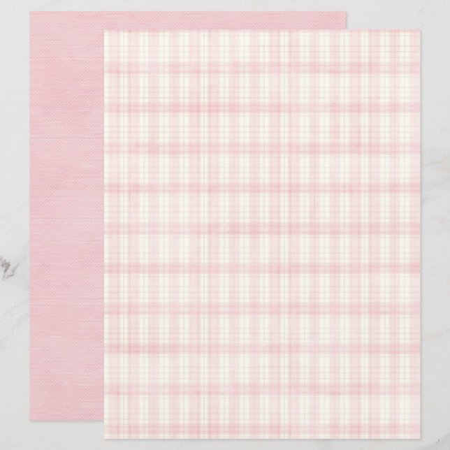 Vintage Coquette Plaid Skrapbokspapper (Fram/baksida)
